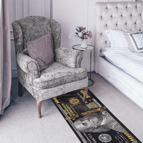 HUAHOO Black Money Rugs 100 Dollar Bill Area Rug 18