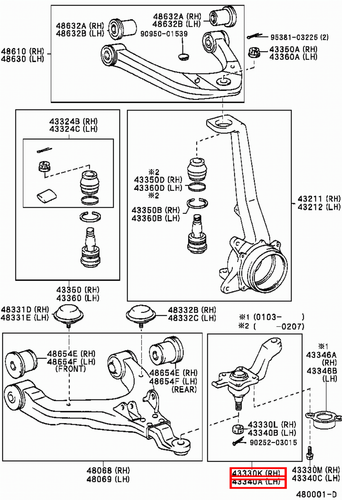 Genuine Toyota Prado 90 Series VZJ RZJ Front RH LH Lower Ball Joint LBJ Set - Picture 6 of 10
