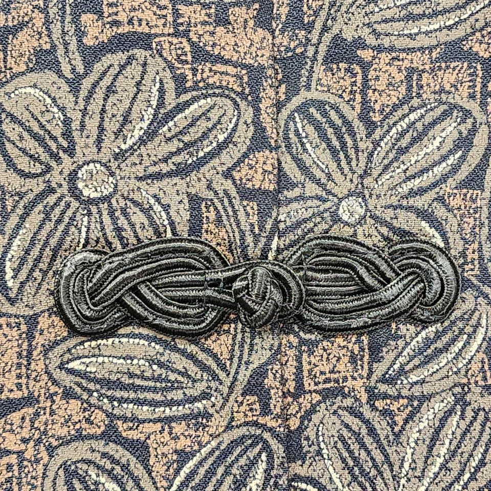 Chaqueta De Colección R&M Richards Karen Kwong Mujer 16 Marrón Negro Nudo Rana Asiática Foto 3 de 4