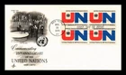 DR JIM STAMPS US COVER UNITED NATIONS 25TH ANNIVERSARY FDC BLOCK OF 4 ARTCRAFT