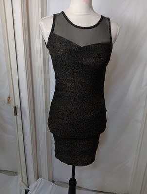 Corizzi Women's Black Sparkle Bandage Mini Dress Size L