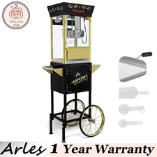 Popcorn Popper Machine with Cart Popcorn Maker 850W 12Oz Stainless Steel Kettle