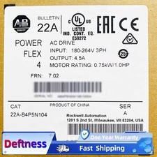 Allen-Bradley 22A-B4P5N104 PowerFlex 4 0.75 kW 1 HP AC Drive US Free Tax