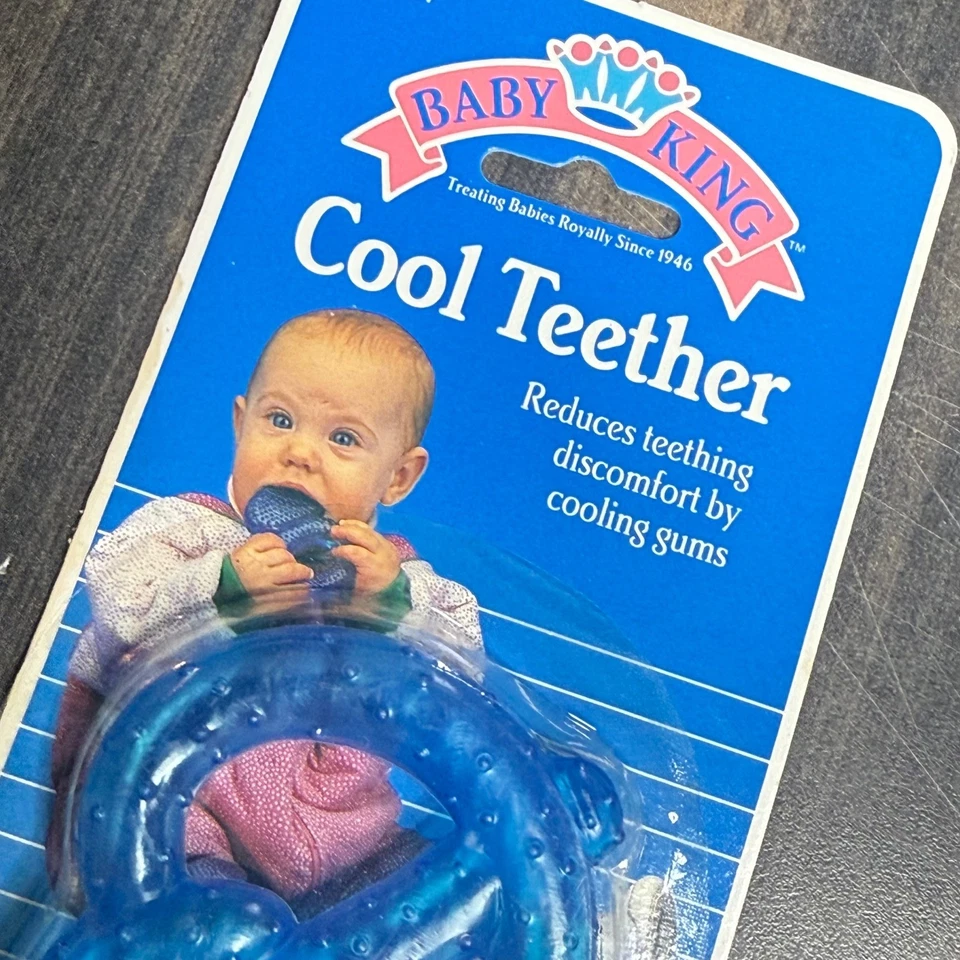 Juguete vintage de alivio de dentición Baby King mordedor fresco azul lleno de agua Foto 2 de 4