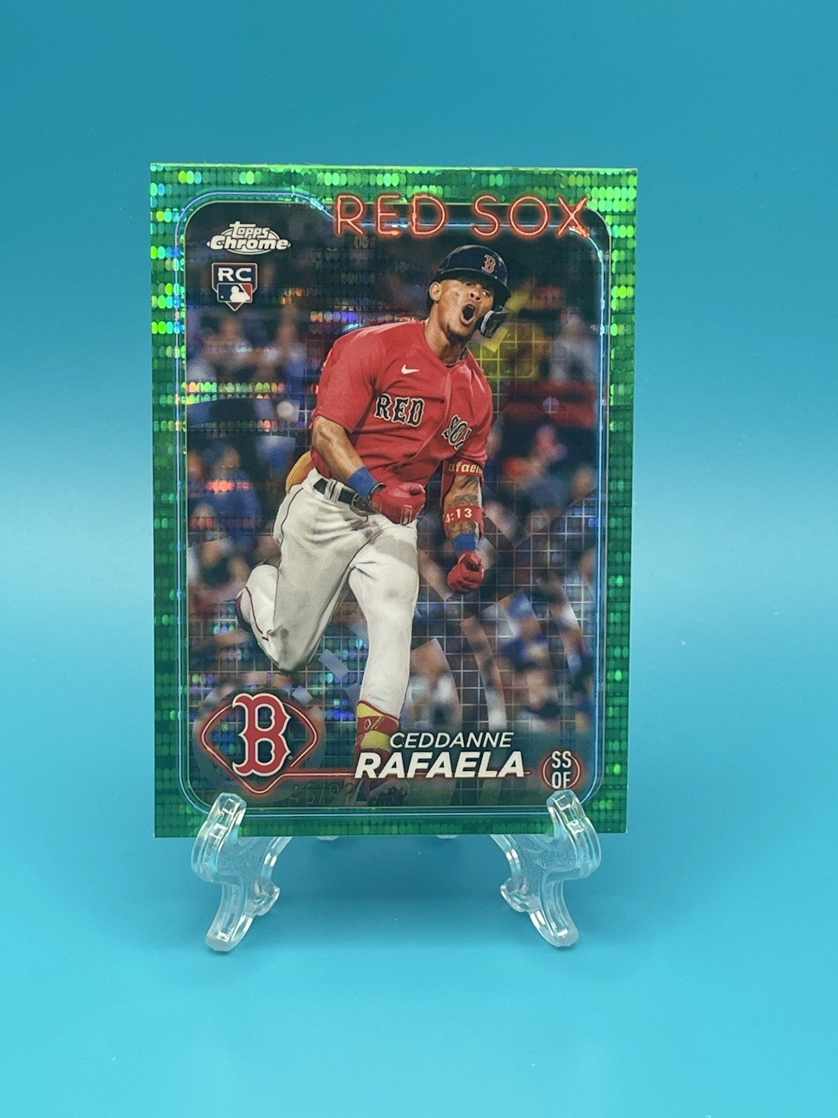 2024 Topps Chrome Ceddanne Rafaela #118 Green Sonar Refractor /99 (RC)