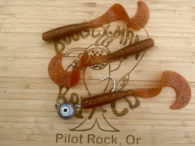 Boogey Man Bait Co. 8'' Grub 4 Oz. Hinge Head Jig.  3 Pack Lingcod Rockfish Glow