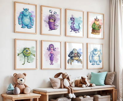 Monsters Inc Wandbilder, Kinderzimmer Deko, Kinderzimmer Poster
