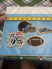 GAME DAY Football 4 Piece Embroidered Iron On Patch Set