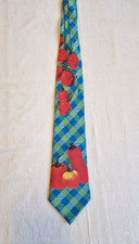 Krawatte Motivkrawatte Vintage 70er 80er 90er lustig mehrfarbig Tomate blau rot