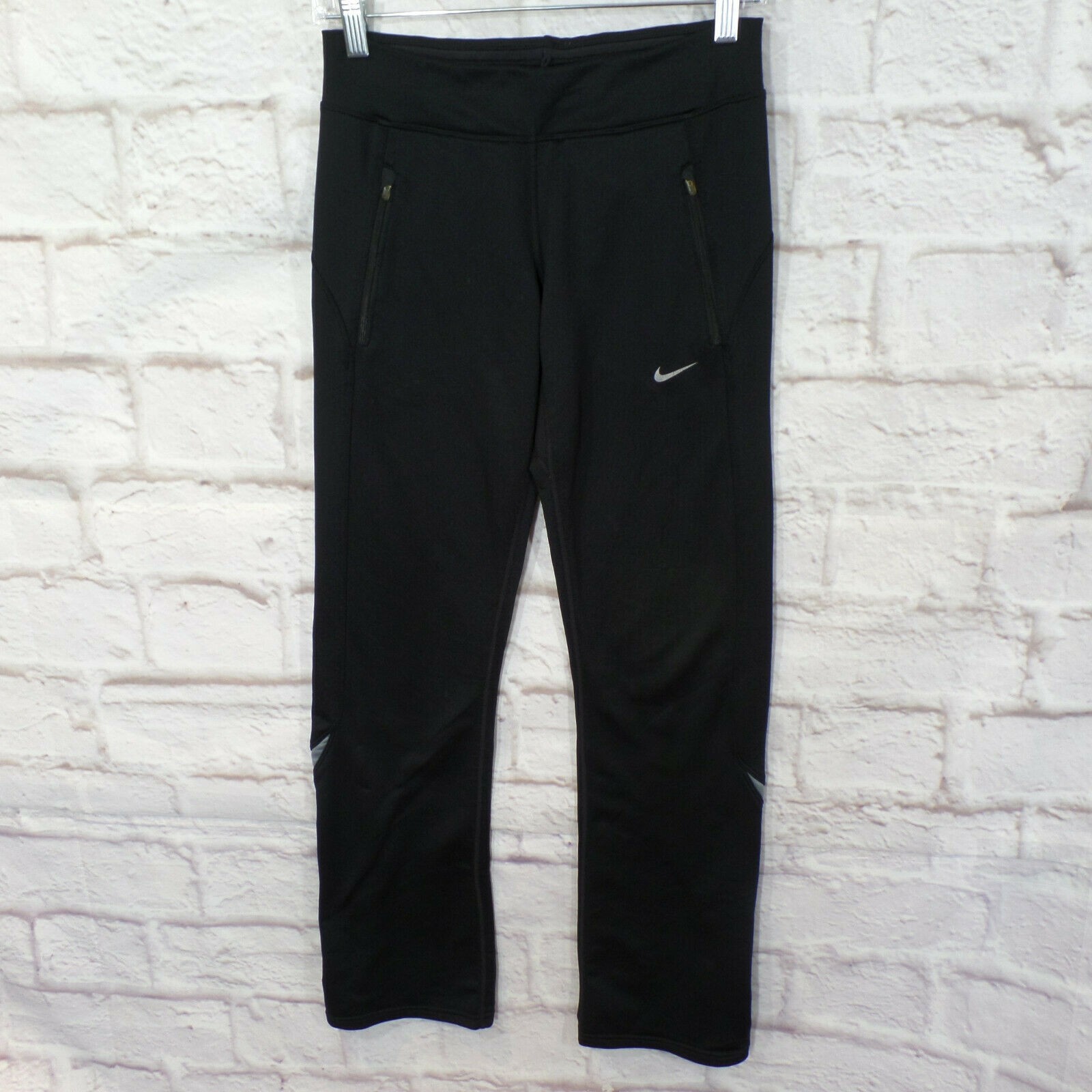 Leggings Nike Dri Fit Running Allenamento Caviglia Zip Nero Taglia XS