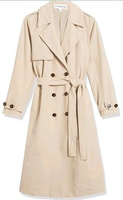 The Drop Womens Noa Trench Coat Beige (Hummus) Size XS NWT Classic Double Breast