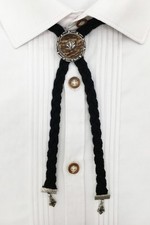 Herren Trachtenband Hornknopf/Laub schwarz Merinowolle Kragen Schmuck