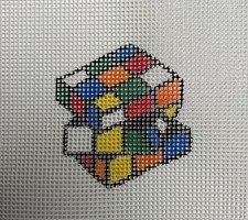 Hand Painted, Needlepoint Canvas, 13 Mesh, Mini Unsolved Cube