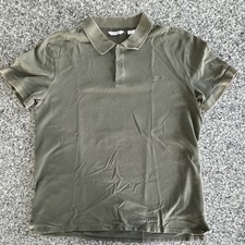 Calvin Klein Polo Green Solid Embroidered Logo Short Sleeve Cotton Men's L