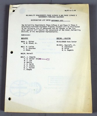 NASA NB/RT-5-71-44 Apollo Technical Manual Reliability Requirements 1972