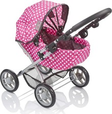 Molly Dolly My First Cutie Dolls Pram - Girls Adjustable Toy Stroller Pushchair