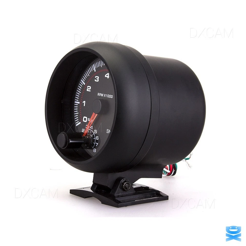 3.75" 12V Car Tachometer Gauge Meter 0-8000 RPM With LED Shift Light Universal - Image 3 of 4