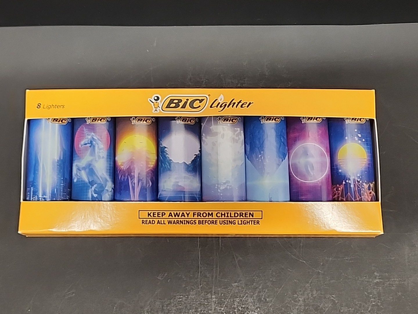 Bic lighter-Set of 8-Retro Wave Space Designs New (Collected