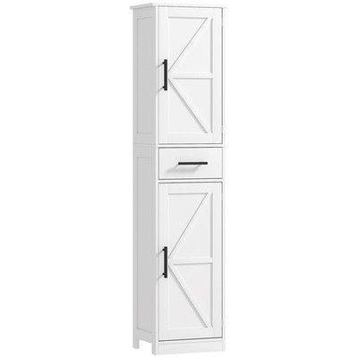 67'' Tall Farmhouse Linen Closet, Bathroom Storage Cabinet with Barn Doors Drawer