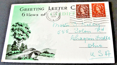Cardiff, Wales, Great Britain - 1959 Postmarked Postcard (6) Views Folder. 