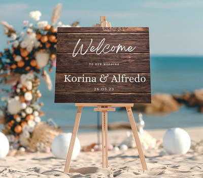 Personalisiertes Willkommensschild Hochzeit Leinwand Foto gerahmter Druck Poster Vinyl Aufkleber
