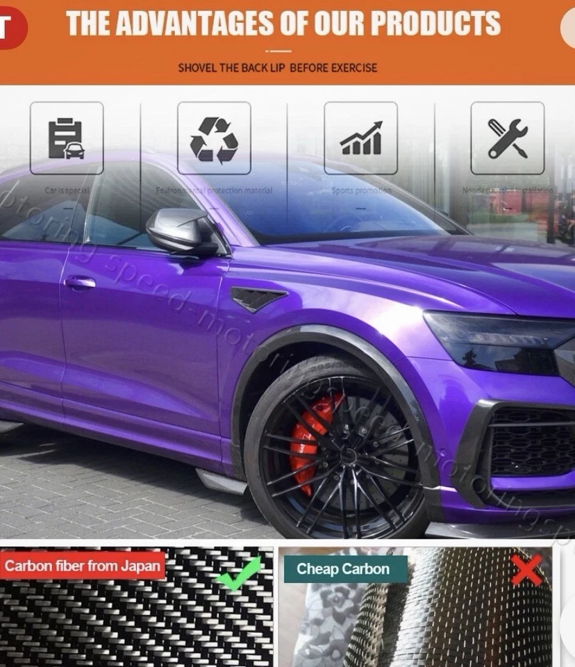 Вставки крышки крыльев боковые вентиляционные из сухого углерода для Audi Q8 SQ8 RSQ8 2019-2024 - Изображение 2 из 4