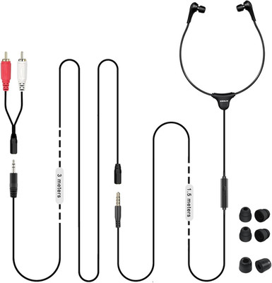 SIMOLIO Anti-Dropping Wired TV Earphone with Volume Control, Extra Long Cord Hea