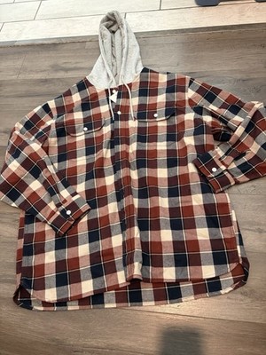 Mens Levi s Hooded Long Sleeve Relaxed Fit Flannel Shirt Size XL