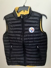 NFL—Pittsburgh Steelers GIII Puffer Vest Black Ladies M Full Zip Jacket Pockets