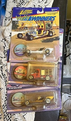 (3) Johnny Lightning Wacky Winners-Root Beer Wagon & 2 T'rantula Hot Rods MIP