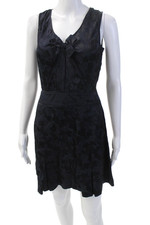 Marc By Marc Jacobs Womens Silk Blend Bow Detail Sleeveless Dress Navy Size 2