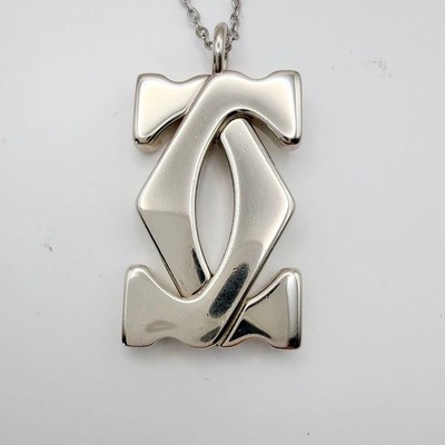 Cartier Halskette 2C Logo Vintage Silber Top 3,3cm (Höhe) / 2,2cm (Breite)