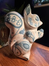Rye Pottery Blue & White Squirrel Money Box David Sharp English Delftware