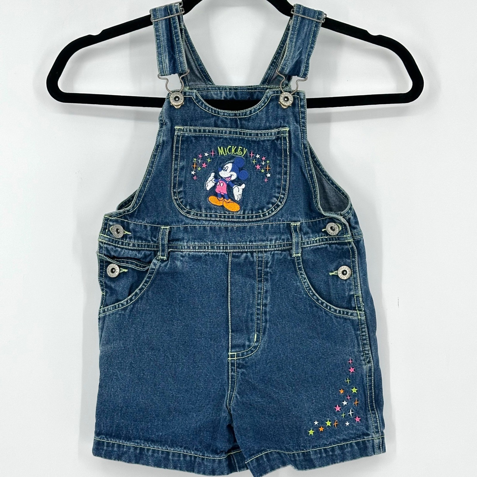 VTG Mickey Unlimited Mickey Mouse Bib Overalls Shortalls Girls Toddlers 4 90s