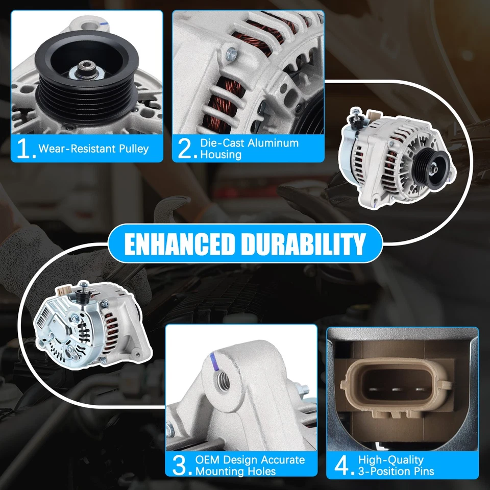 Genuine Alternator Fit 2003-2008 Toyota Corolla 2000-2005 Toyota Celica 1.8L 80A Foto 3 de 4