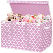 homyfort Toy Box for Girls, Kids - Large Chest 24.5"x13"x16", Pink