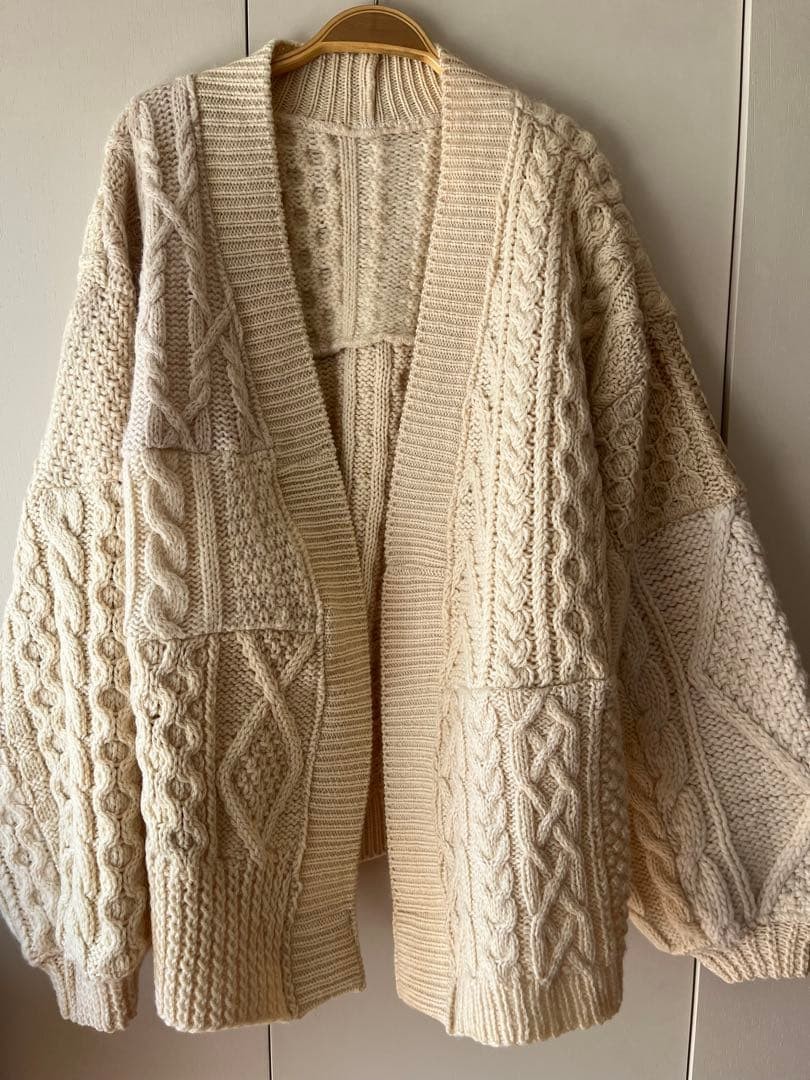 oval vintage remake patch work aran cardigan - image 1