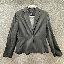 Ann Taylor Blazer Jacket Women 6 Gray Single Button Business Career Notch Lapel