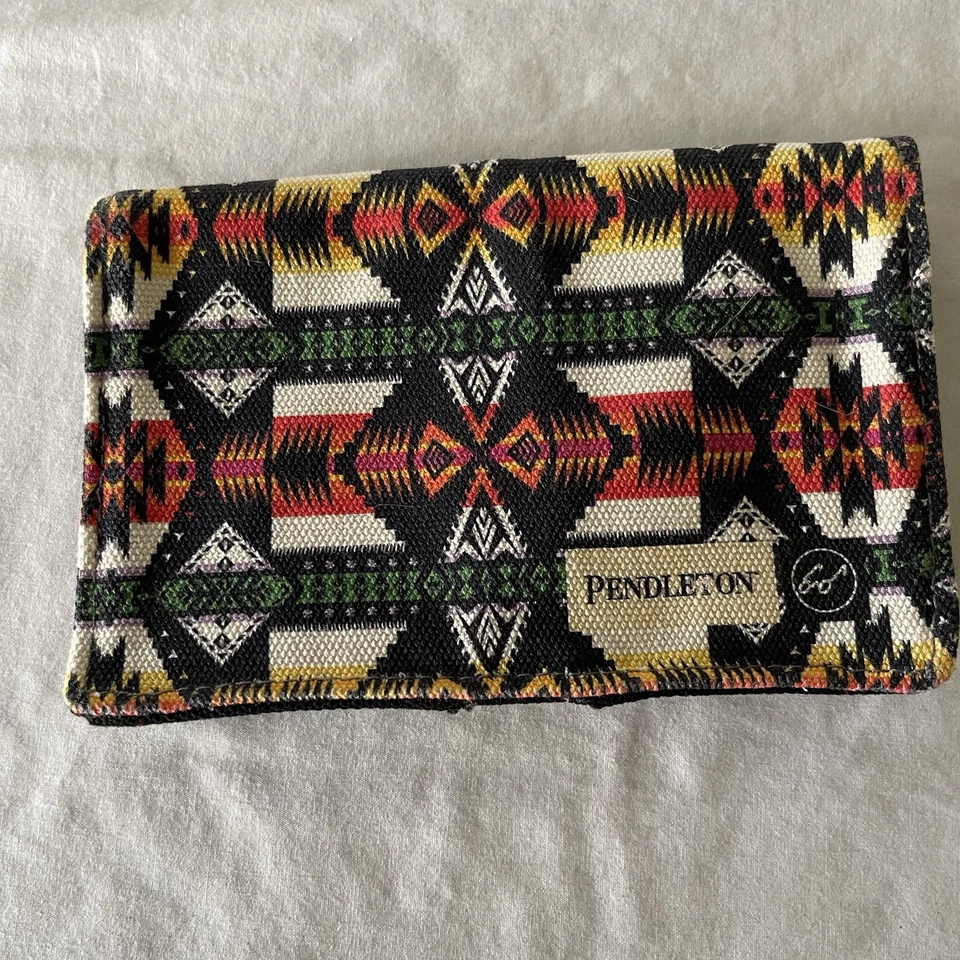 Pendleton Aztec Southwestern Native Canvas Bi-Fold Wallet Snap Button Vintage - Image 2 of 4