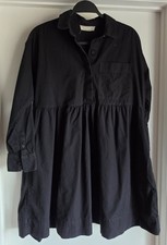 Everlane Shirt Dress XXS Black Cotton Long Sleeve Collared Casual Minimalist