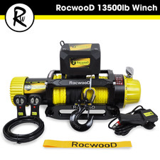 RocwooD Electric Winch 13500lbs 12V Steel Heavy Duty Fairlead Remote Control 