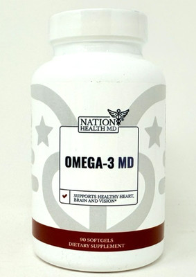 Nation Health MD Omega-3 - Heart, Brain, Vision Supplement, 90 Softgels