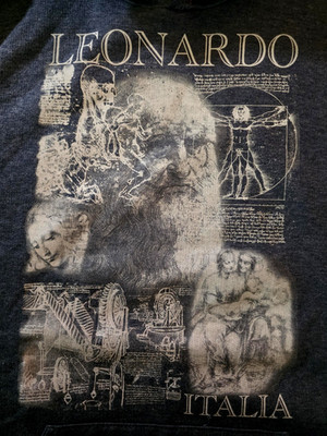 Leonardo Hoodie Mens XL Blue Italia Art Graphic Pullover Sweatshirt Made Italy