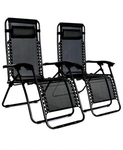 Details About Modern 2 X Folding Reclining Garden Outdoor Deck Chair Sun Lounger Zero Gravity