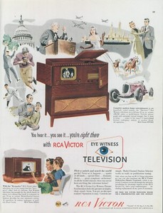 1948 RCA Victor Television NY Race Horse Car Bride Football Baseball Print Ad C2