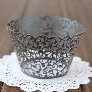 100x Black Vine Filigree Cupcake Wrappers Wedding 30th Anniversary