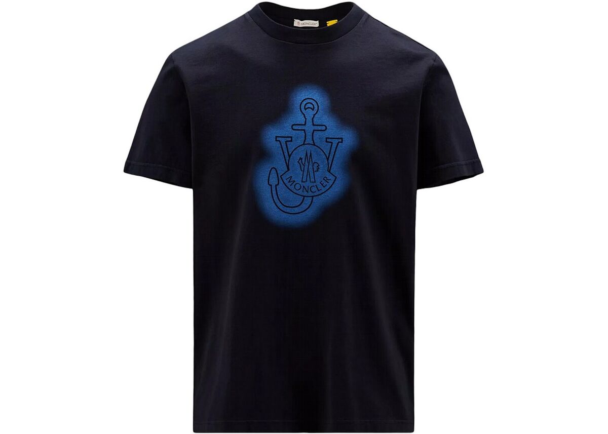 MONCLER Genius 1 x JW Anderson navy blue logo print t-shirt MONCLER Genius 1 x JW Anderson navy blue logo print t-shirt