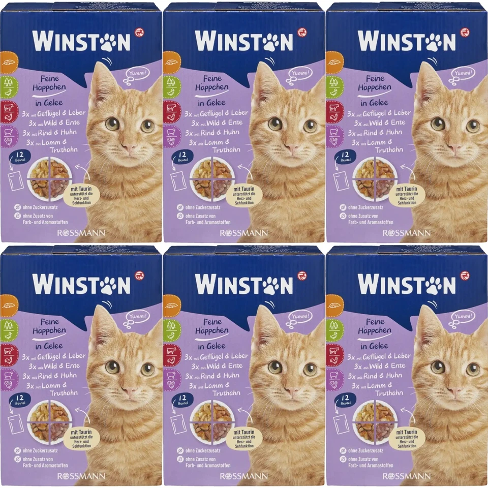 6 x 1,2 kg | Winston Feine Häppchen in Gelee Multipack ohne Zuckerzusatz