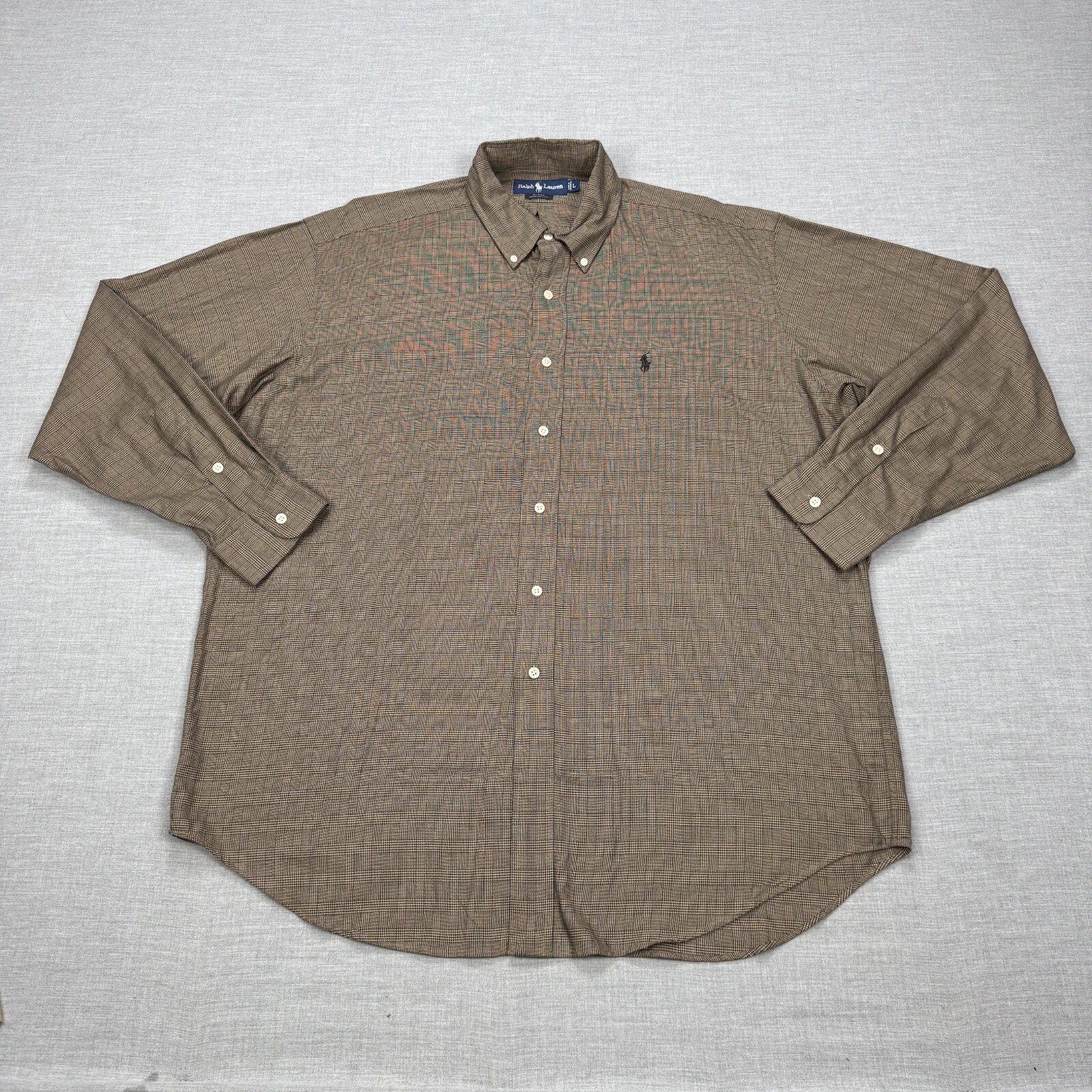 Polo Ralph Lauren camicia uomo grande pied de poule plaid slim fit manica lunga pony