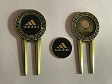 (1) Rare Adidas Metal Golf Divot Tool & 1" Coin Style Golf Marker - A Beauty!
